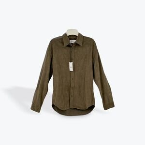 COASTAORO Mens Corduroy‎ Shirt Olive Green Button Down Long Sleeve Casual M